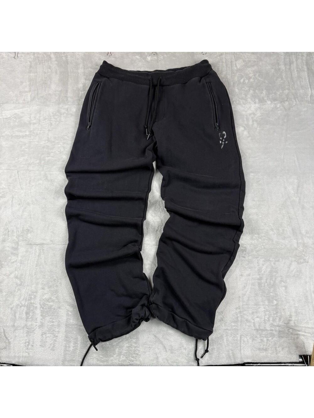 Y-3 Yohji Yamamoto Adidas Wide Leg Sweatpants Black Designer SzL avant garde Y2K